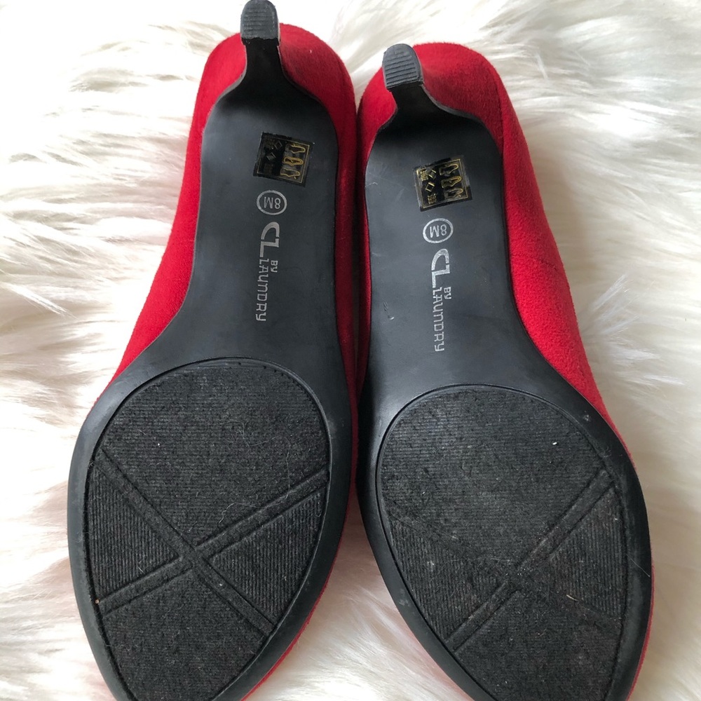 CL by Laundry suede closed toe red pump heels. - Picture 4 of 8